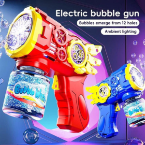 Electric Flying Armor 12-Hole Bubble Gun Toy With Lights