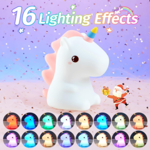 Cute Unicorn Silicone Night Light With Sixteen Color Changing Effects