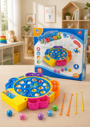 Electric Musical Rotating Fishing Board Game With 15 Colorful Fish