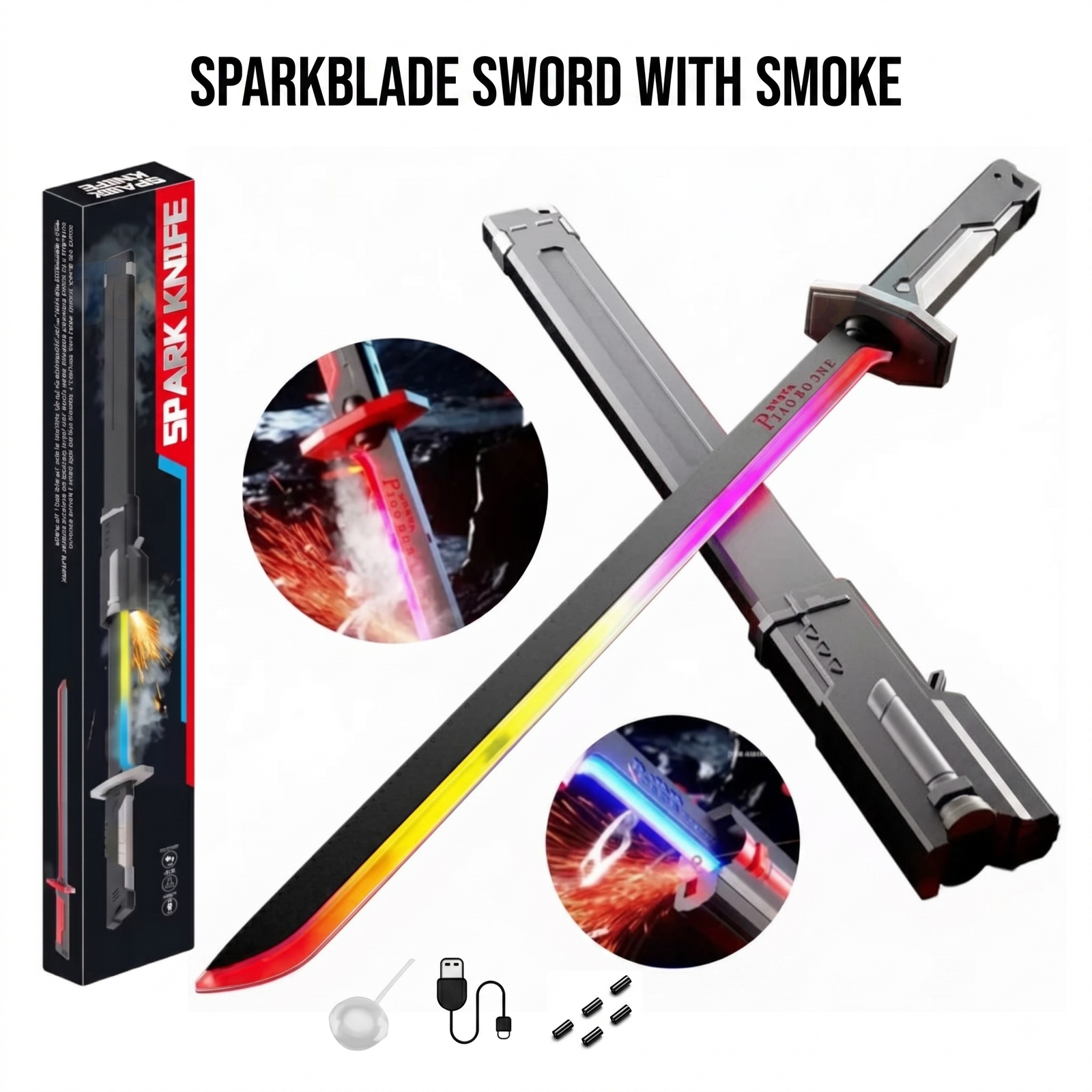 Futuristic Sparkblade Toy Sword With Illuminating LEDs And Smoke Effects