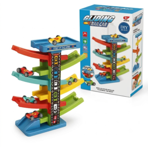 Gliding Railcar Zig Zag Track Toy With Six Mini Cars