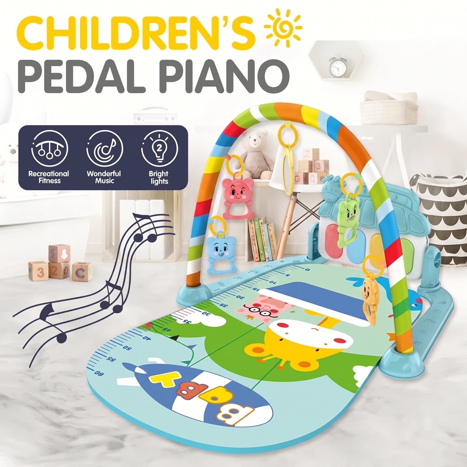 Musical Kick and Play Piano Fitness Rack Baby Activity Mat (Copy)