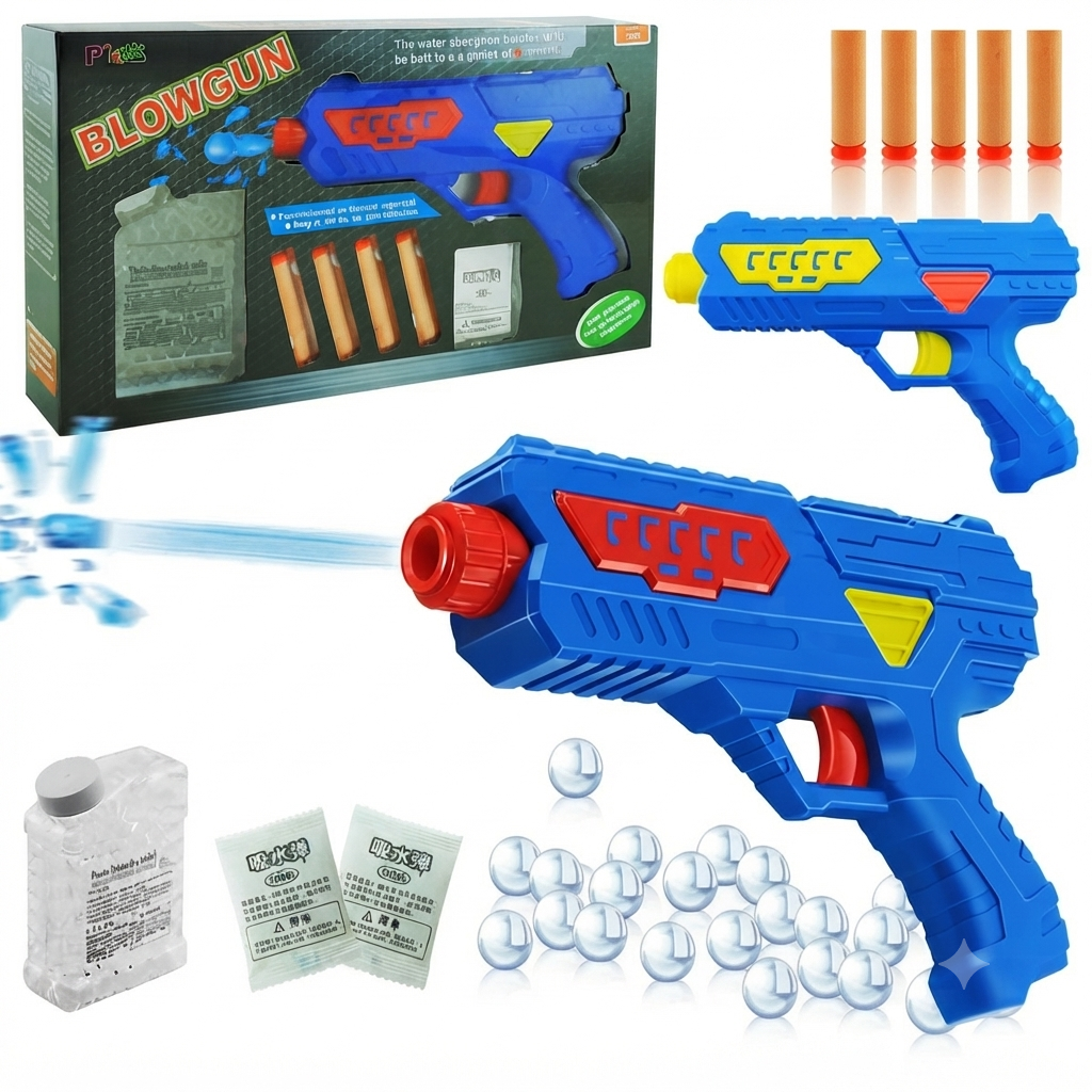 2-in-1 Dual Action Blowgun Water Gel Ball and Dart Blaster