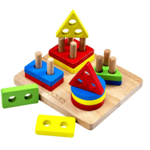 Wooden Educational Geometric Shape Sorter And Stacker Toy For Kids