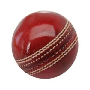 Durable Red Synthetic Cricket Ball With Prominent White Stitched Seam