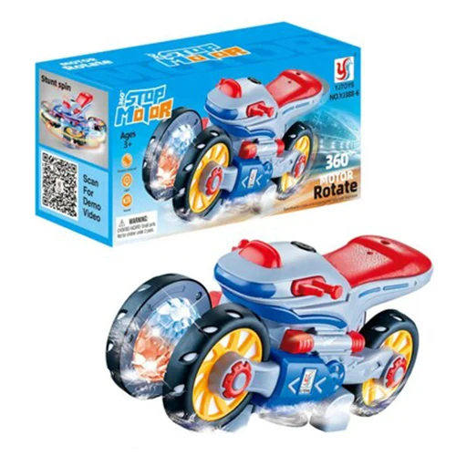 360 Rotating Stunt Motorcycle Toy with Dazzling Lights and Music