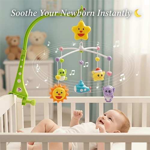 Sweet Cuddles Wind-Up Musical Cot Mobile With Colorful Hanging Toys