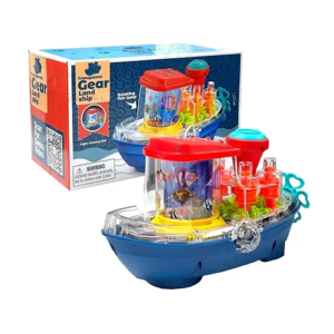 Transparent Gear Musical Light-Up Bump and Go Landship Boat Toy