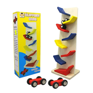 Colorful Wooden Slippery Cars Zig Zag Race Track For Kids